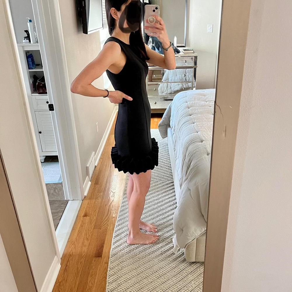 Nicole Miller Neoprene Black Ruffle Hem Dress - Picture 2 of 9
